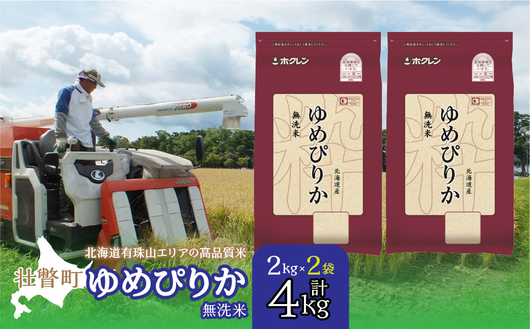 
            【令和6年産 】（無洗米4kg）ホクレンゆめぴりか（無洗米2kg×2袋） 【 ふるさと納税 人気 おすすめ ランキング 北海道産 壮瞥 無洗米 米 白米 ゆめぴりか 甘い おにぎり おむすび こめ 贈り物 贈物 贈答 ギフト 大容量 詰合せ セット 北海道 壮瞥町 送料無料 】 SBTD049
          