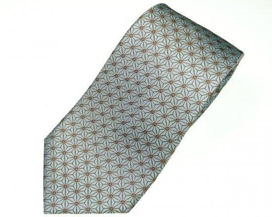 郡内織物「富士桜工房」シルクネクタイ 麻の葉 白緑
