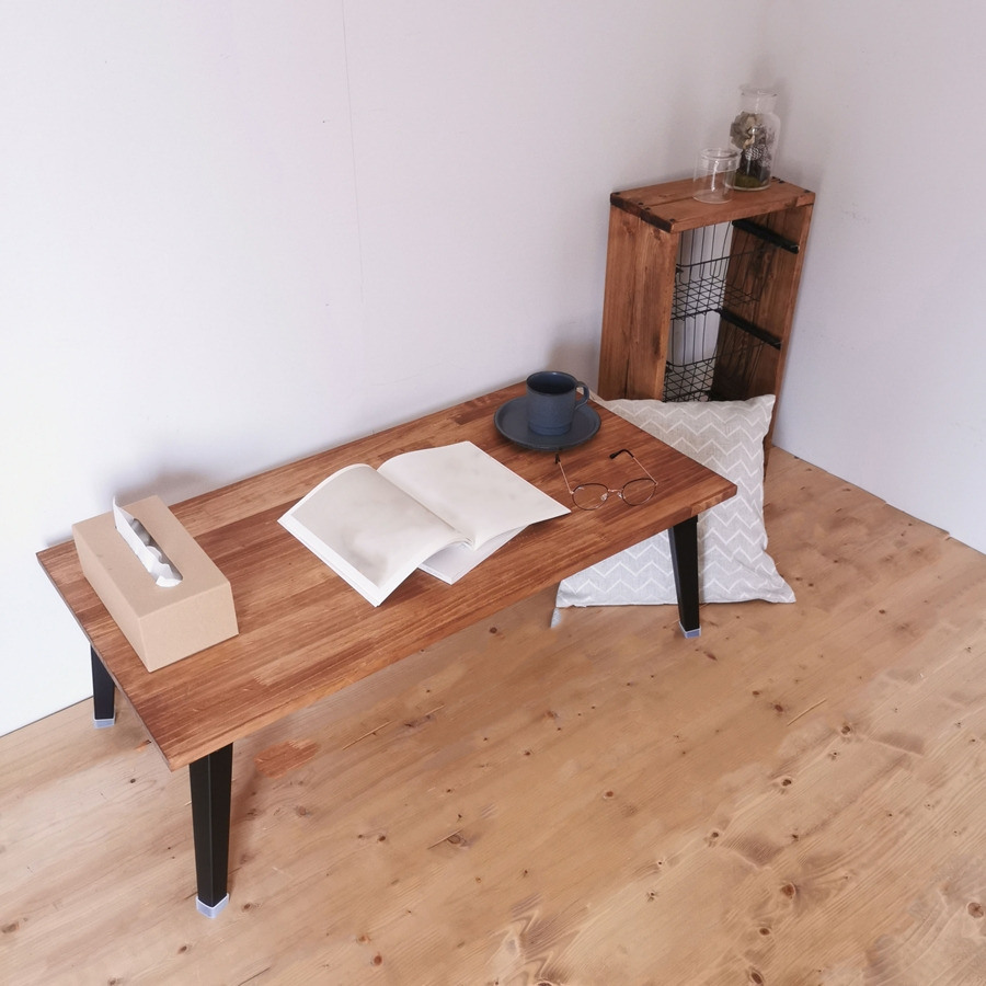 天然木 折りたたみ ローテーブル ブラウン 90×45cm 1台 完成品｜新星金属製作所 大阪府 守口市 家具 インテリア テーブル 座卓 机 学習机 ウレタン仕上げ [2492]
