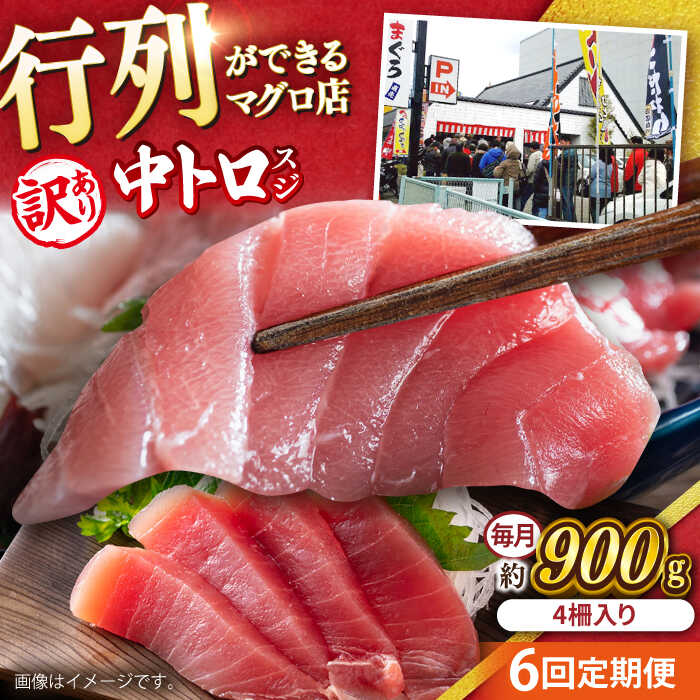 【ふるさと納税】【全6回定期便】【訳あり】天然 本まぐろ 中トロ 計約900g (4柵入り) マグロ 定期 鮪 まぐろ 中とろ 刺身 定期便 横須賀 規格外 【本まぐろ直売所】[AKAK069]