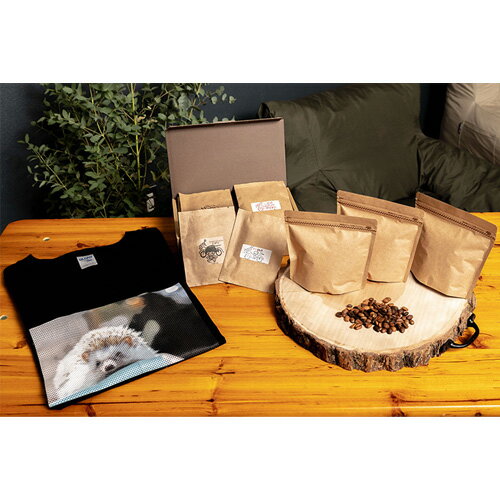 【ふるさと納税】No.136 「SHIOCUBcoffee」自家焙煎コーヒー＆ハリネズミTシャツセット ／ 自家焙煎 コーヒー 珈琲 豆 粉 詰め合わせセット 詰め合わせ セット Tシャツ 送料無料 兵庫県