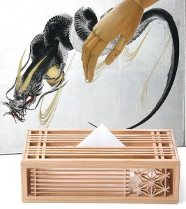 秋田杉組子ティッシュBOX 「麻の葉」 《W270×H100×D142（mm）》 「組子細工」で作ったティッシュBOX ティッシュケース 大湊文吉商店