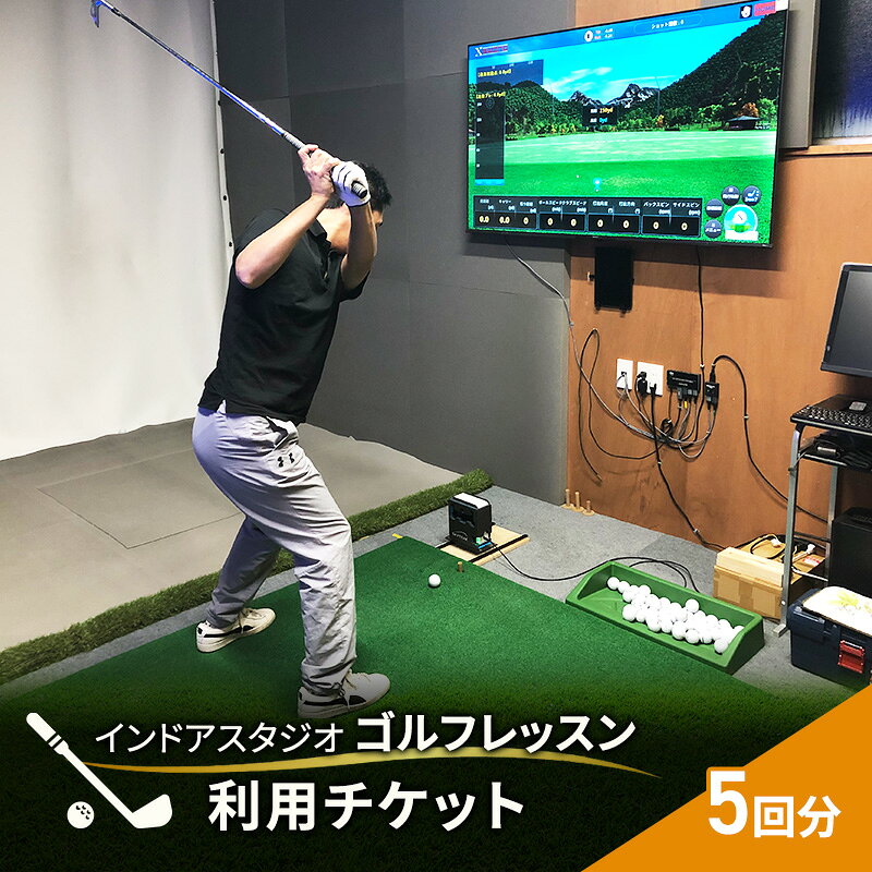 【ふるさと納税】レッスン インドアスタジオ 5回分 1回80分 ゴルフ 利用チケット シミュレーター 打席利用券 要予約 USGTFティーチングプロ スイング上達 河津町 静岡県