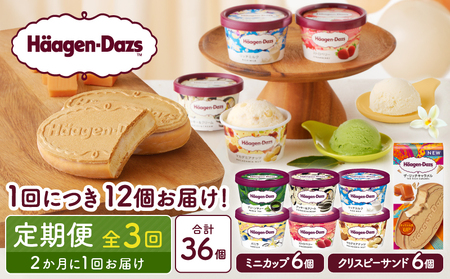 ＜全3回定期便・隔月＞ハーゲンダッツ『ミニカップ＆クリスピーサンドセット(合計36個)』アイスクリーム アイス スイーツ デザート ミルクアイス アイススイーツ アイスデザート_H0026-048