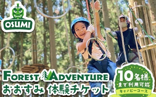 【キャノピーコース】フォレストアドベンチャー・おおすみ グループ体験チケット (最大10名様) 体験 アクティビティ チケット【フォレストアドベンチャー・おおすみ】 D49