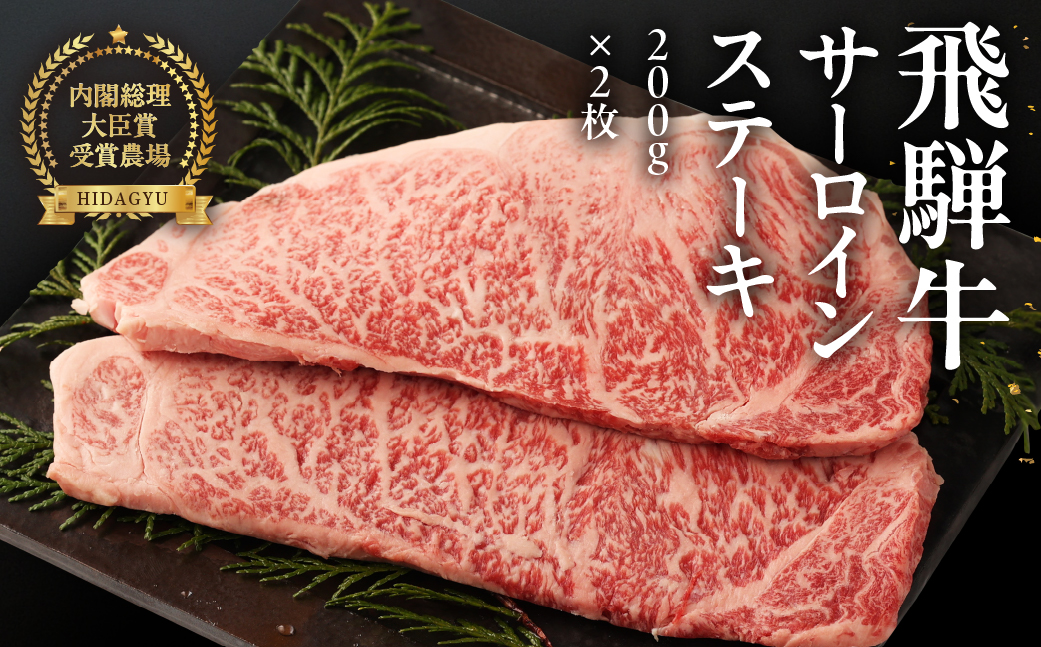 【冷凍】飛騨牛サーロインステーキ  200g×2枚 牛肉 国産 ブランド牛【22-17】