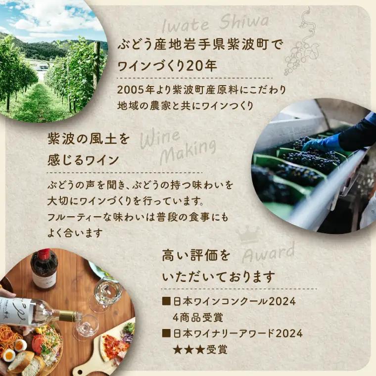 やや甘口シワノ紅白２本セット【自園自醸ワイン紫波】 (AL107)
