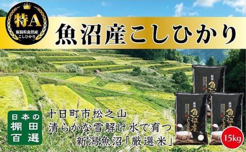 【令和7年産新米予約】【食味鑑定士厳選】日本棚田百選のお米　天空の里 魚沼産 こしひかり 15kg(5kg×3)