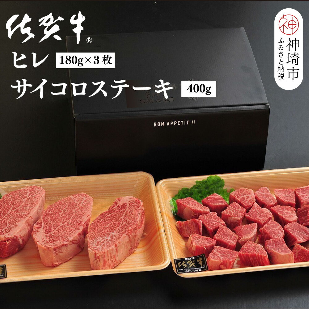 【ふるさと納税】佐賀牛ヒレ(180g×3枚)+サイコロステーキ(400g)セット【佐賀牛 ブランド牛 国産牛 フィレ お祝い ご褒美 真空パック ふるさと納税】(H107106)