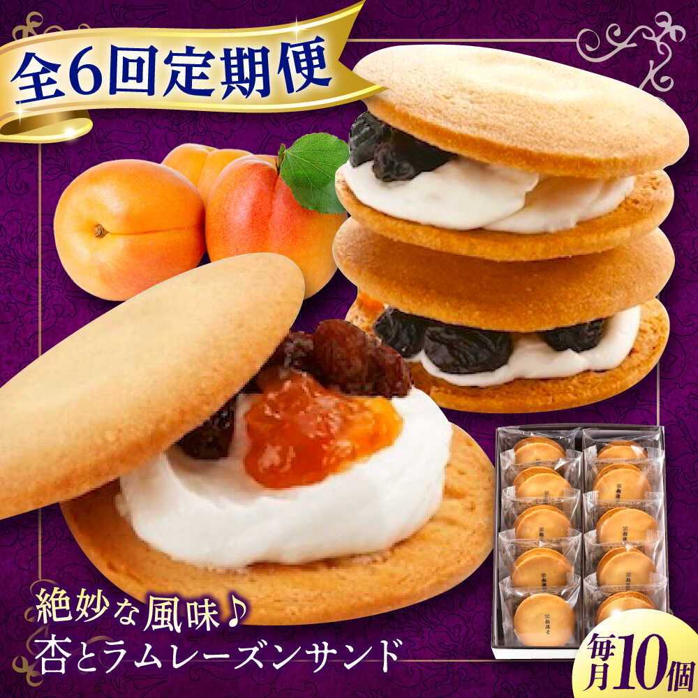 【ふるさと納税】【全6回定期便】 お菓子 杏とラムレーズンサンド 10個入り お菓子 あんず 菓子 お茶 レーズン スイーツ おすすめ 人気 レーズンバターサンド 焼き菓子 洋菓子 個包装 手土産 ギフト 贈り物 コーヒー 紅茶 定期便 広島県福山市/有限会社勉強堂[BAFL016]