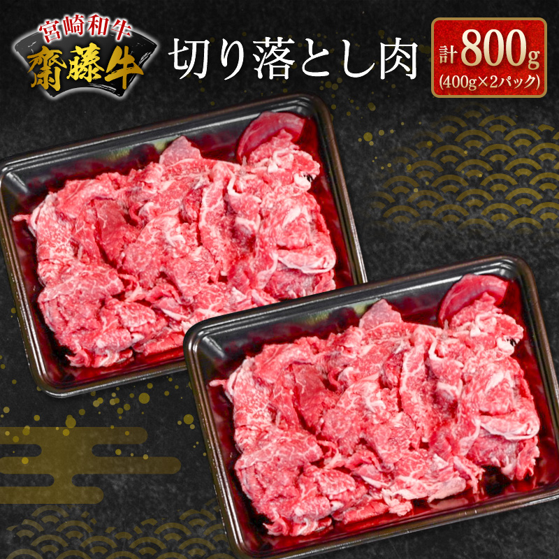 宮崎和牛『齋藤牛』切り落とし肉 計800g (400g×2パック)【B548】
