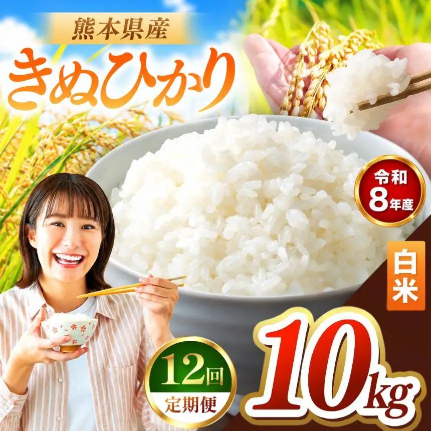 【 定期便 12回 】R8年産 熊本県産 白米 きぬひかり 10kg