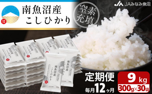 
                  【JAみなみ魚沼定期便】南魚沼産こしひかり（窒素充填2合パック30袋入×全12回） ≪美味しさ長持ち 300g 小袋 便利 精米HACCP認定工場 特A獲得日本一産地 高品質精米 もっちり甘い 南魚沼産コシヒカリ 定期便 コシヒカリ こしひかり 精米 銘柄米≫
                