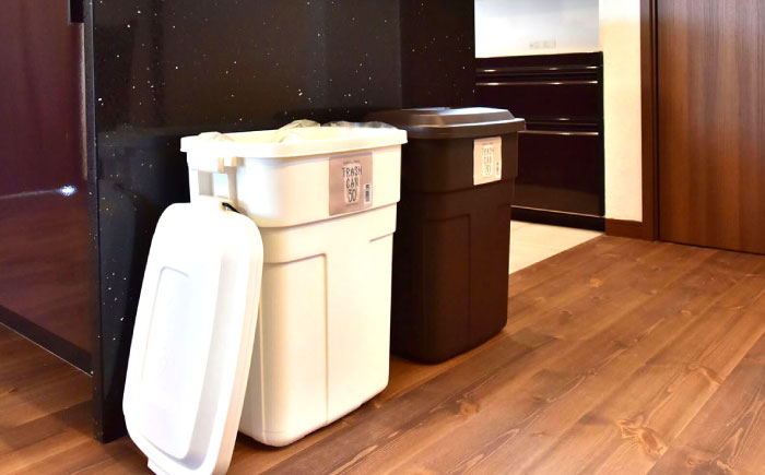 トラッシュカン ゴミ箱 ふた付き 30L ホワイト 2個組 / ダストボックス ゴミ箱 ごみ箱 / 恵那市 / 東谷株式会社 明智流通センター [AUAD069]
