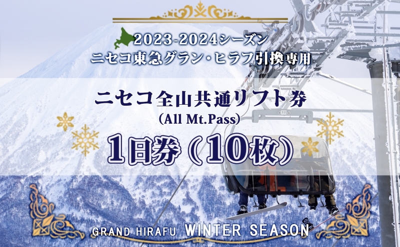 ニセコ 全山共通 リフト券 All Mt.Pass 1日券 【10枚】 2024-2025シーズン スキー リフト券 スポーツ 羊蹄山 雪 パウダースノー ニセコ 倶知安町