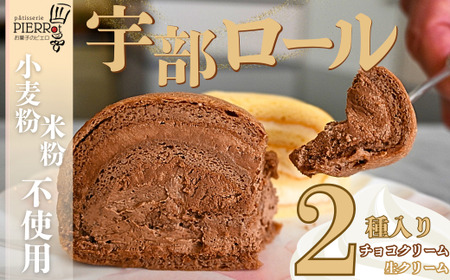 【小麦粉・米粉不使用】宇部ロール 2種 2個入り｜ロールケーキ