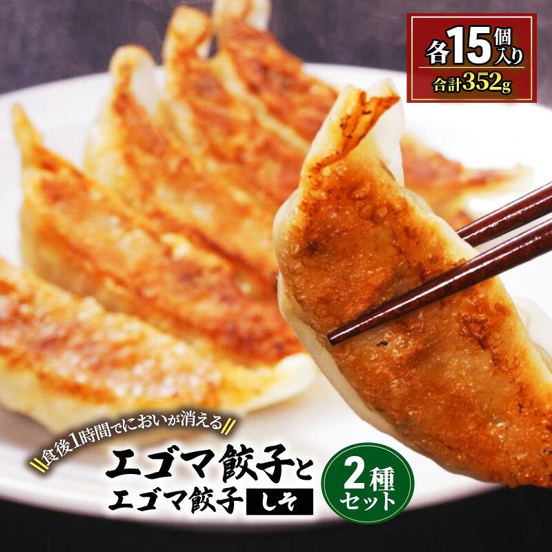 【ふるさと納税】エゴマ餃子 【無臭・肉汁・ジューシー・もちもち・手作り】 2種セット 各15個入 と エゴマ餃子(しそ) 福島県産うつくしまエゴマ豚 冷凍餃子 荏胡麻 じゅうねん 福島県郡山市