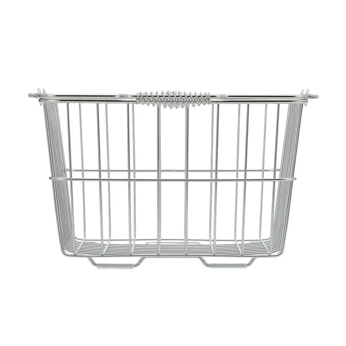 [家事問屋] 取って付きバスケット 中 ハンドル付 タオル収納 ステンレス製 キッチン用品 ランドリー用品 燕三条製 下村企販 新生活【020S068】