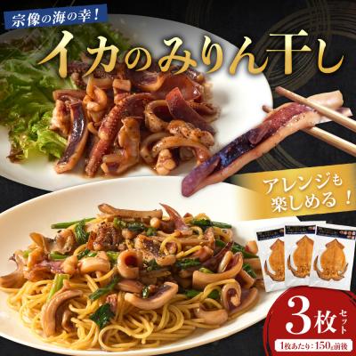 ふるさと納税 宗像市 宗像の海の幸!イカのみりん干し3枚セット(1枚あたり:150g前後)【明神丸水産】 _HA1782