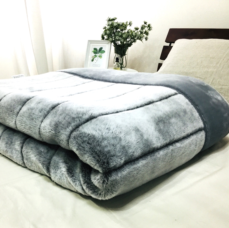 ボリューム マイヤー2枚合わせ毛布 シングル グレー JY-2401GY [4789]