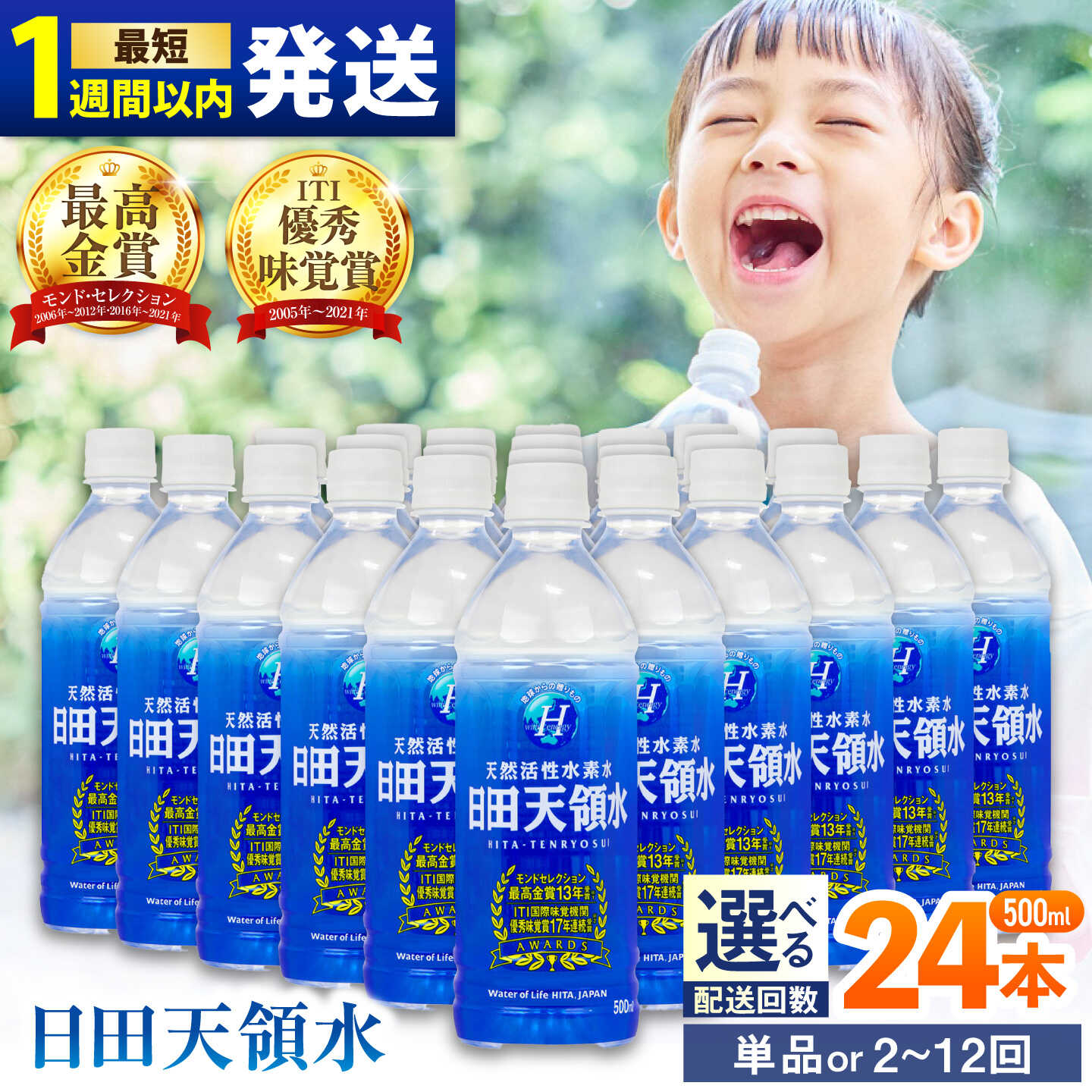 【ふるさと納税】【選べる配送回数】【最短1週間以内発送】日田天領水 500ml×24本 天然水 ミネラルウオーター 飲料水 水 みず アウトドア キャンプ 備蓄 防災 常温 日田市 / グリーングループ株式会社 [AREG033]