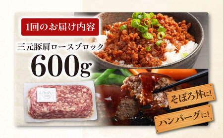 【全3回定期便】三元豚 ひき肉600g《喜茂別町》【平田牧場】 肉 豚肉 ミンチ 豚ミンチ 餃子 つくね 冷凍配送[AJAP119]