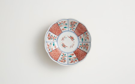 九谷焼　5号小鉢揃　赤絵小紋 a01 工芸品 