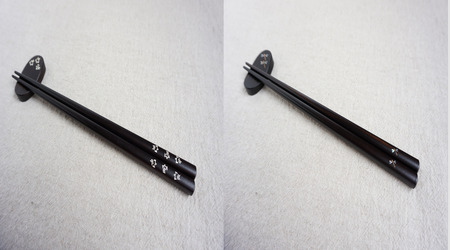 【貝象嵌】貝象嵌箸 1膳セット 黒檀 岩手県 北上市 夢工房 E0306 黒檀 縁起物 木工品 ハンドメイド 贈り物 お祝い 記念品 ギフト プレゼン かわいい 工芸品  柄 選択可能 桜 紅葉 ふく