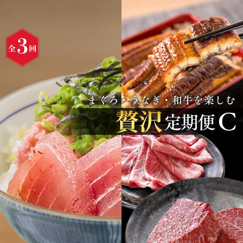 【ふるさと納税】 【全3回】まぐろ・うなぎ・和牛を楽しむ贅沢定期便C / 鮪 マグロ 刺身 たたき 鰻 ウナギ 蒲焼き 熊野牛 肉 牛肉 和牛 黒毛和牛 ヒレ シャトーブリアン ステーキ 赤身 こま切れ