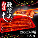 【ふるさと納税】 肉厚 うなぎ の 蒲焼き 8kg 200g × 40尾 自家製 タレ 40個 セット 「 しばらくは うなぎ屋 さん 」頭付き 鰻 手焼き 蒲焼 タレ付き ふっくら 香ばしい うなぎ蒲焼き 鰻蒲焼 台湾産 養殖鰻 養殖うなぎ 冷凍 惣菜 温めるだけ 簡単調理 高知県 須崎市