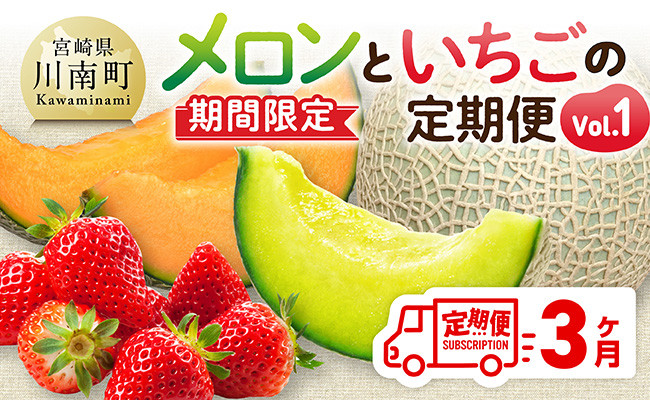 
            ※期間限定※【3ヶ月定期便】メロンといちごの定期便Vol.1 【 川南町産 くだもの メロン いちご イチゴ  】
          