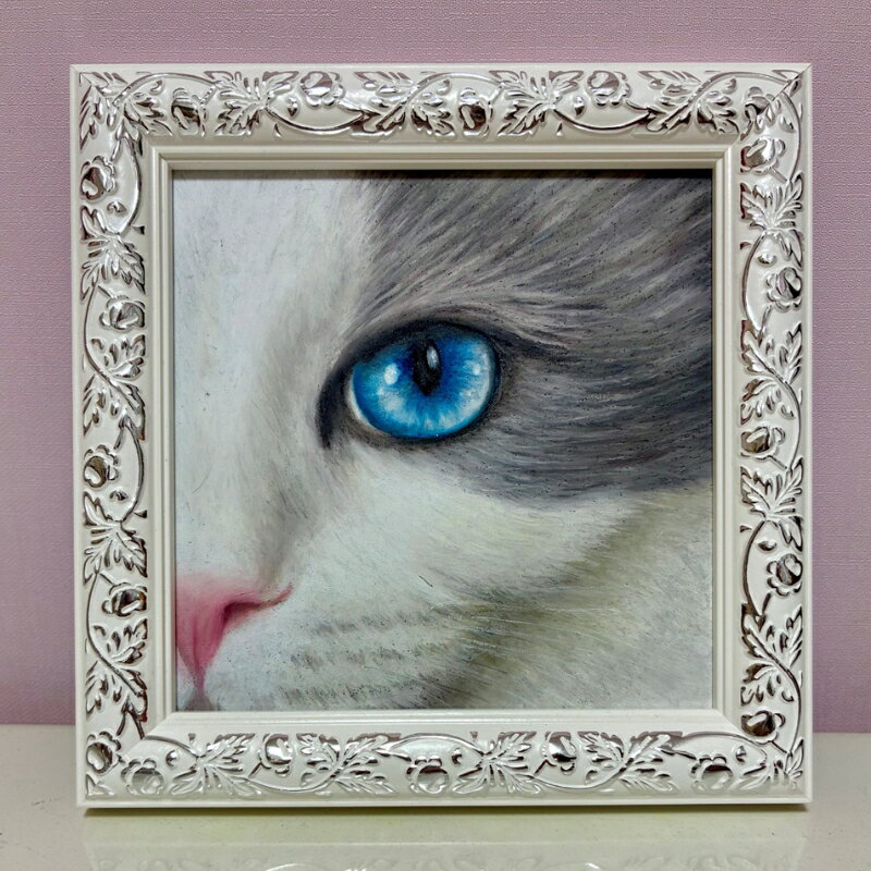 【ふるさと納税】チョークアート原画「ねこ1」（額縁入り）