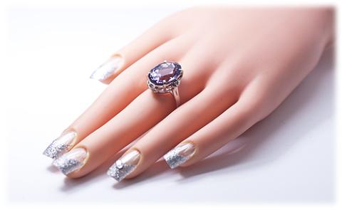 アメジスト リング 10ct Ag900(Pt100) 大粒 （16924）