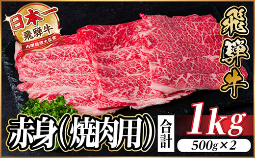 
                  飛騨牛 厳選赤身(焼肉・BBQ用) 1kg(500g×2) 　黒毛和牛 小分け A4～A5等級【1543758】
                