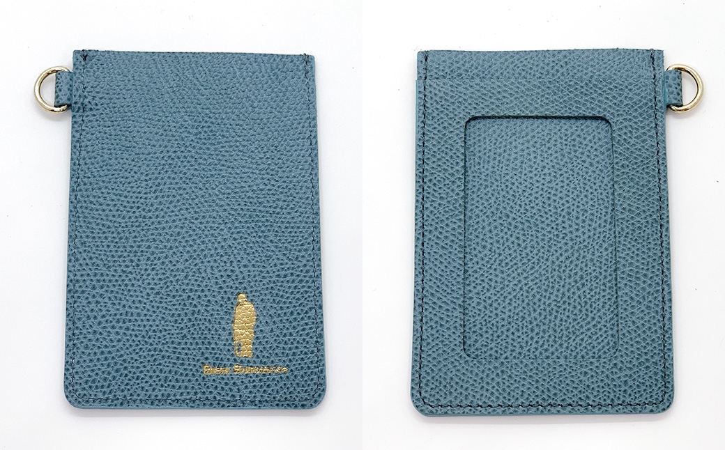 渋沢栄一翁 パスケース （ ブルー ） 牛革 革 革製品 収納 収納品 ケース フランス革 小物