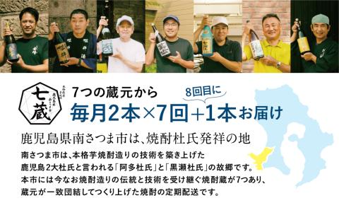 【焼酎定期便 全8回】本格芋焼酎 蔵元厳選定期便 計15本（14銘柄＋1銘柄） 焼酎 芋焼酎 飲み比べ セット ハイボール 本坊酒造 東酒造 萬世酒造 吹上焼酎 杜氏の里笠沙 宇都酒造 櫻井酒造