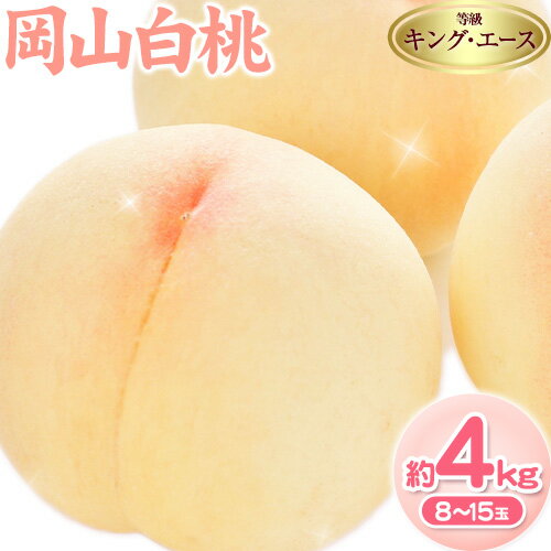 【ふるさと納税】岡山白桃 キング・エース 約4kg 8~15玉 橋田商店有限会社《7月上旬-8月中旬頃出荷》 岡山県 浅口市 岡山県産 もも フルーツ 果物 くだもの 白桃 送料無料
