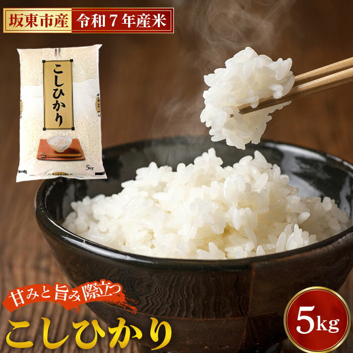 【ふるさと納税】No.848 令和7年産　こしひかり5kg【坂東市産】 ／ 令和7年 新米 米 お米 こめ コメ 精米 白米 ご飯 国産米 5kg 5キロ コシヒカリ こしひかり 甘み 粘り 香り ツヤ おいしい お取り寄せ 産地直送 産直 坂東市産 茨城県産 茨城産 茨城県 特産品 送料無料
