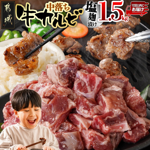 牛中落ちカルビ 塩麹タレ漬け1.5kg≪みやこんじょ特急便≫_12J-33-020-1500g-Q【肉 牛肉 人気 おすすめ 焼肉 焼き肉 BBQ】