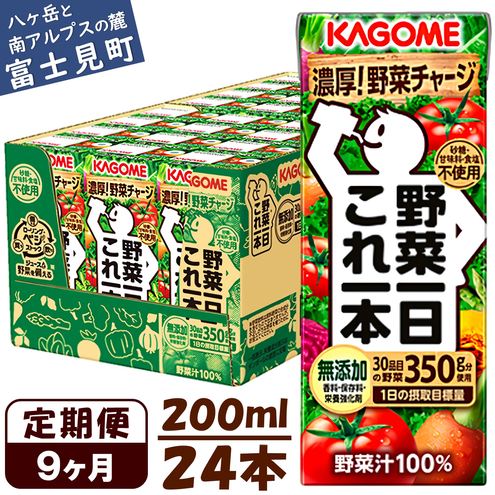 【9ヶ月連続お届け】カゴメ 野菜一日これ一本 200ml × 24本 野菜ジュース 1日分の野菜 野菜100% 飲料 ソフトドリンク 紙パック 健康 ヘルシー 無添加 砂糖不使用 甘味料不使用 食塩不使用 備蓄 長期保存