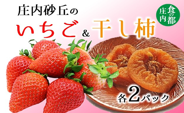 
            食の都庄内　庄内砂丘のいちご＆干し柿【各2パック】※令和7年1月中旬頃より発送開始予定
          