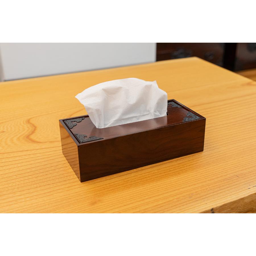 仙台箪笥　ティッシュボックス　拭き漆調　巾28.5×奥13.5×高8cm　0.4kg×１