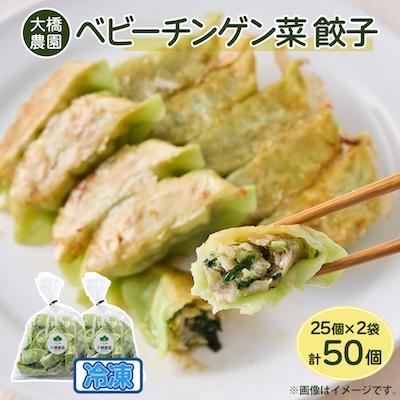 ふるさと納税 安城市 大橋農園のベビーチンゲン菜餃子 25個入×2袋 冷凍