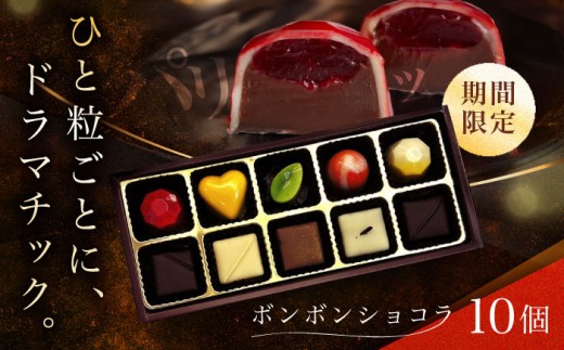 《通常配送》【2027年2月〜発送】ボンボンショコラ 10個入り / チョコ チョコレート ちょこれーと お土産 お菓子 バレンタイン / 南島原市 / 本田屋かすてら本舗 [SAW032]