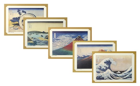 絵画 葛飾北斎 北斎作品原寸印刷画 5点 セット 絵画