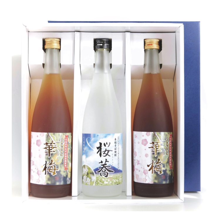 あみの梅酒・そば焼酎 華梅2本・桜蕎1本 3本セット【南高梅 熟成梅酒 常陸秋そば ロック ソーダ割 阿見町 茨城県】（42-04）
