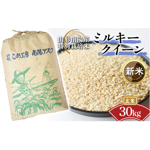 【令和8年産 新米 先行予約】 【金賞受賞農家】 特別栽培米 ミルキークイーン（玄米）30kg 《令和8年9月下旬～発送》 『あおきライスファーム』 山形南陽産 米 ご飯 農家直送 山形県 南陽市 [