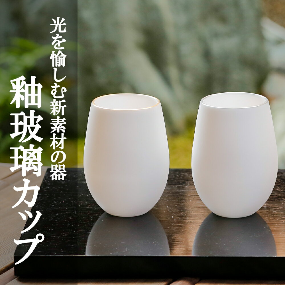 【ふるさと納税】【陶あん】釉玻璃カップ2個セット（金フチ・銀フチ） | カップ 清水焼 食器 乳白色 2個セット ギフト 贈り物 内祝い ご家庭用 ご自宅用 陶あん 京都府 京都市