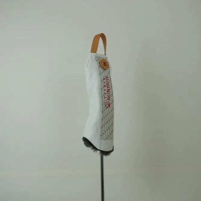 【カラー選択可】博多革工房HOMMONが作ったゴルフウッド用ヘッドカバー【博多織・牛革】 ダークグレー＃X