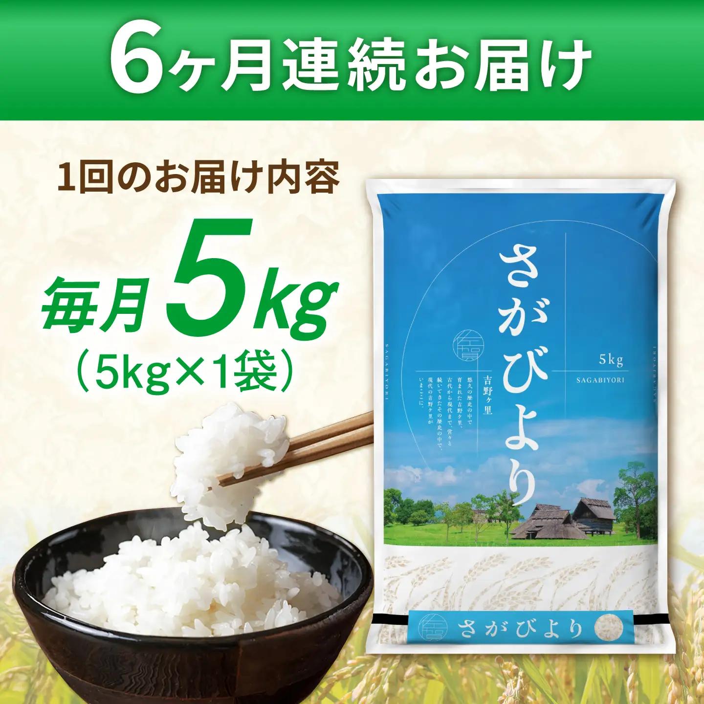 【5kg×6回定期便】【令和7年産】さがびより 計30kg（5kg×6回）吉野ヶ里町/増田米穀  [FBM003]